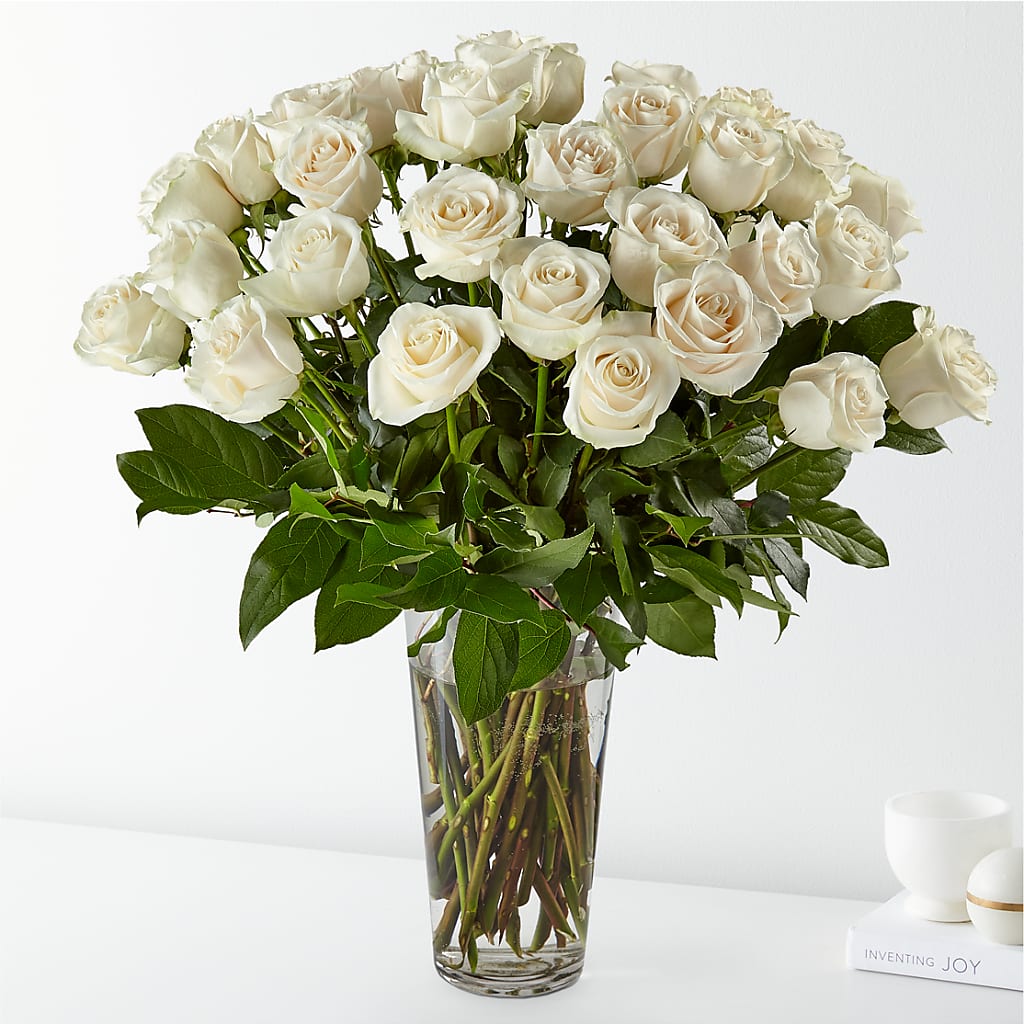 Long Stem White Rose Bouquet – Floral Design By Nikki, Irvine KY