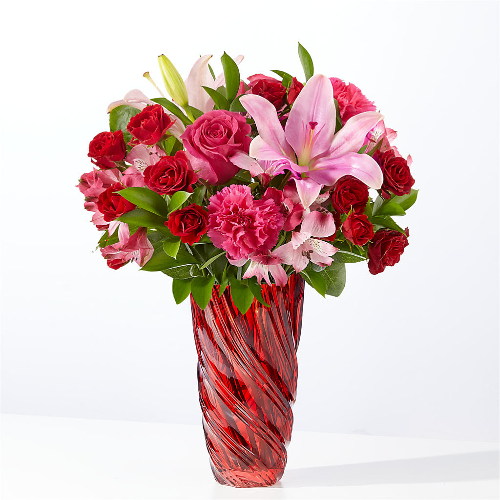 In Love Bouquet with Luxe Swirl Vase – Floral Design By Nikki, Irvine KY