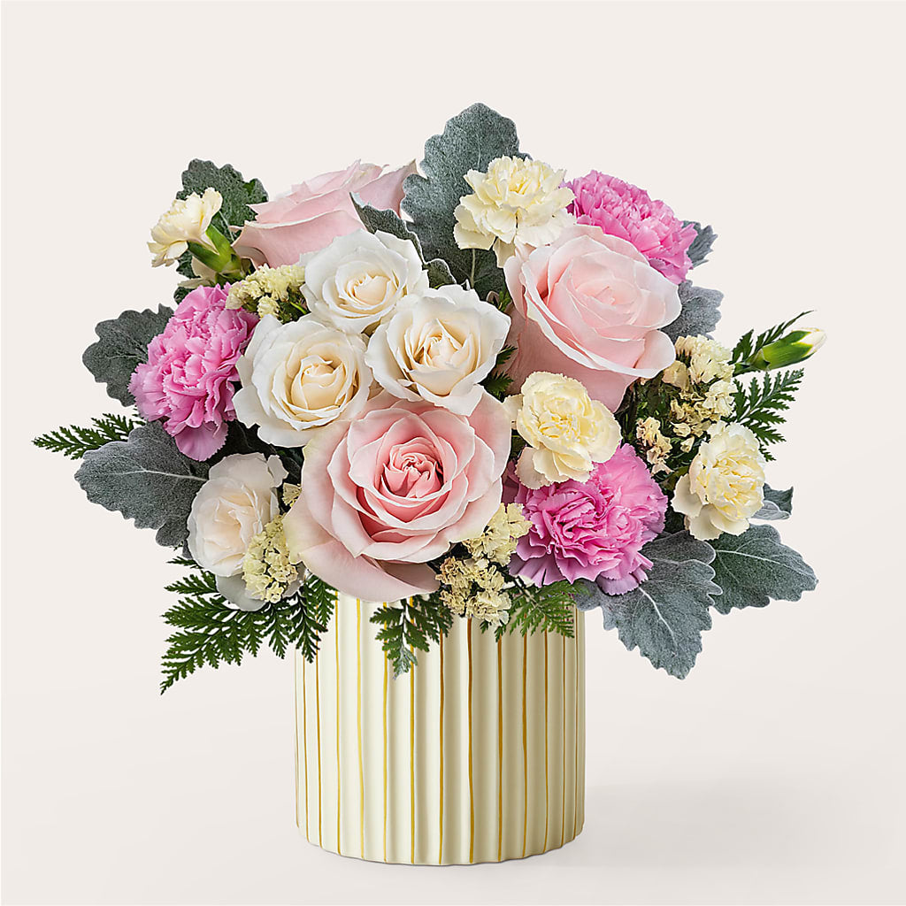 Blissful Moments Bouquet with Ivory Vase – Floral Design By Nikki, Irvine KY