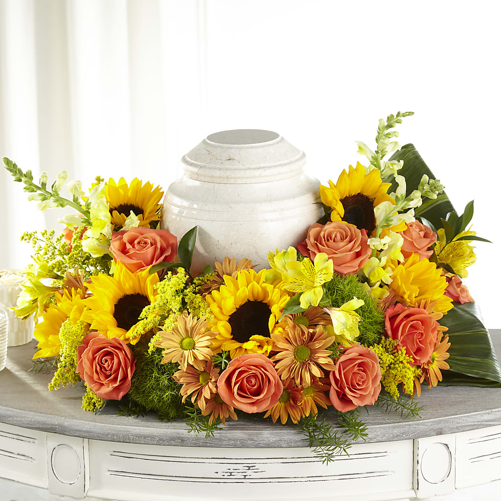Faithful Sunflower Cremation Adornment – Floral Design By Nikki, Irvine KY