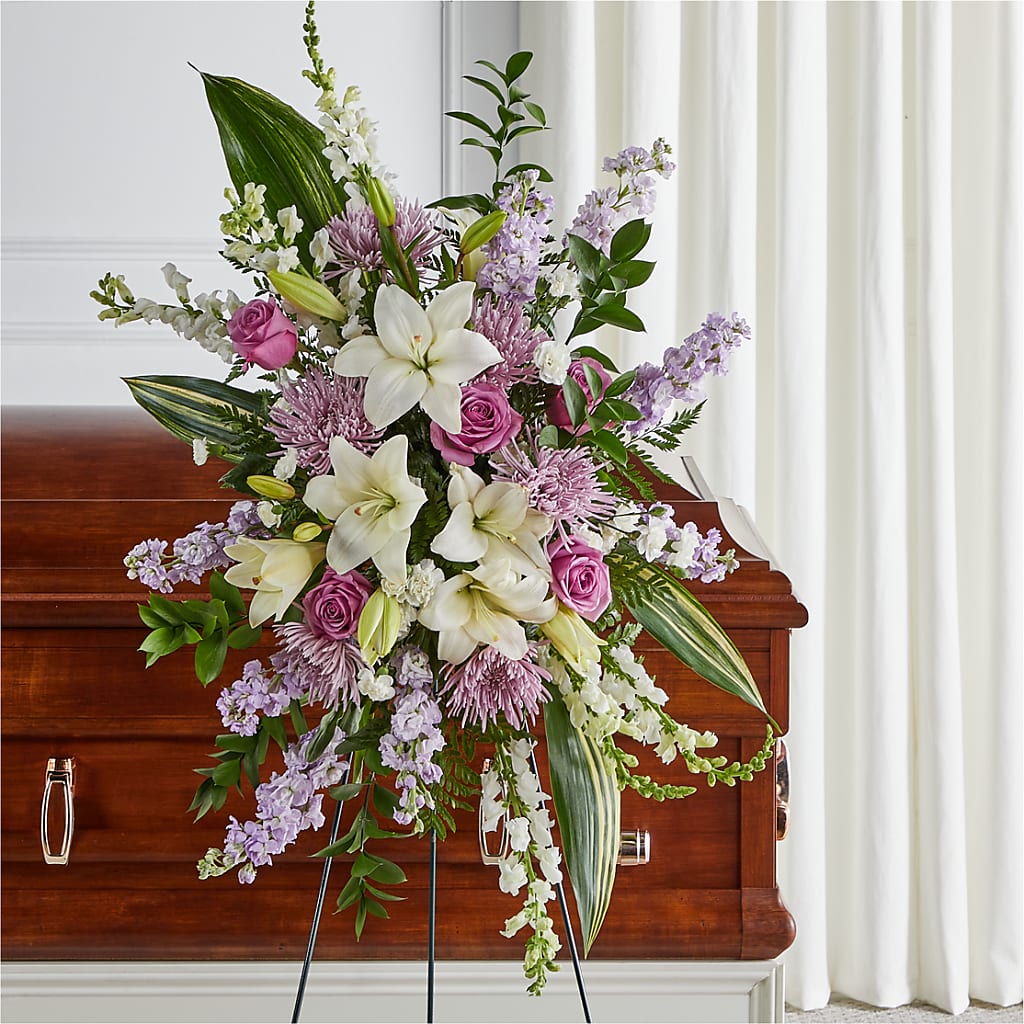 Grateful Hearts Standing Spray – Floral Design By Nikki, Irvine KY