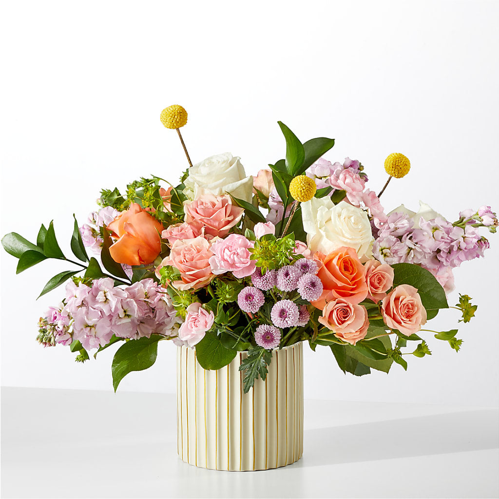 French Market Bouquet with Ivory Vase – Floral Design By Nikki, Irvine KY