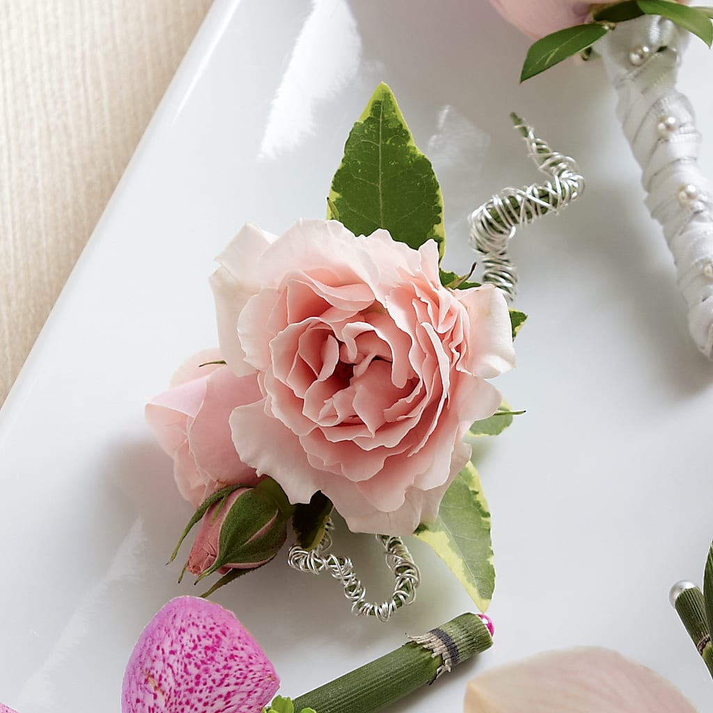 Pink Spray Rose Boutonniere – Floral Design By Nikki, Irvine KY
