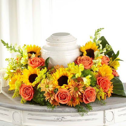 Faithful Sunflower Cremation Adornment –  Floral Design By Nikki, Irvine KY