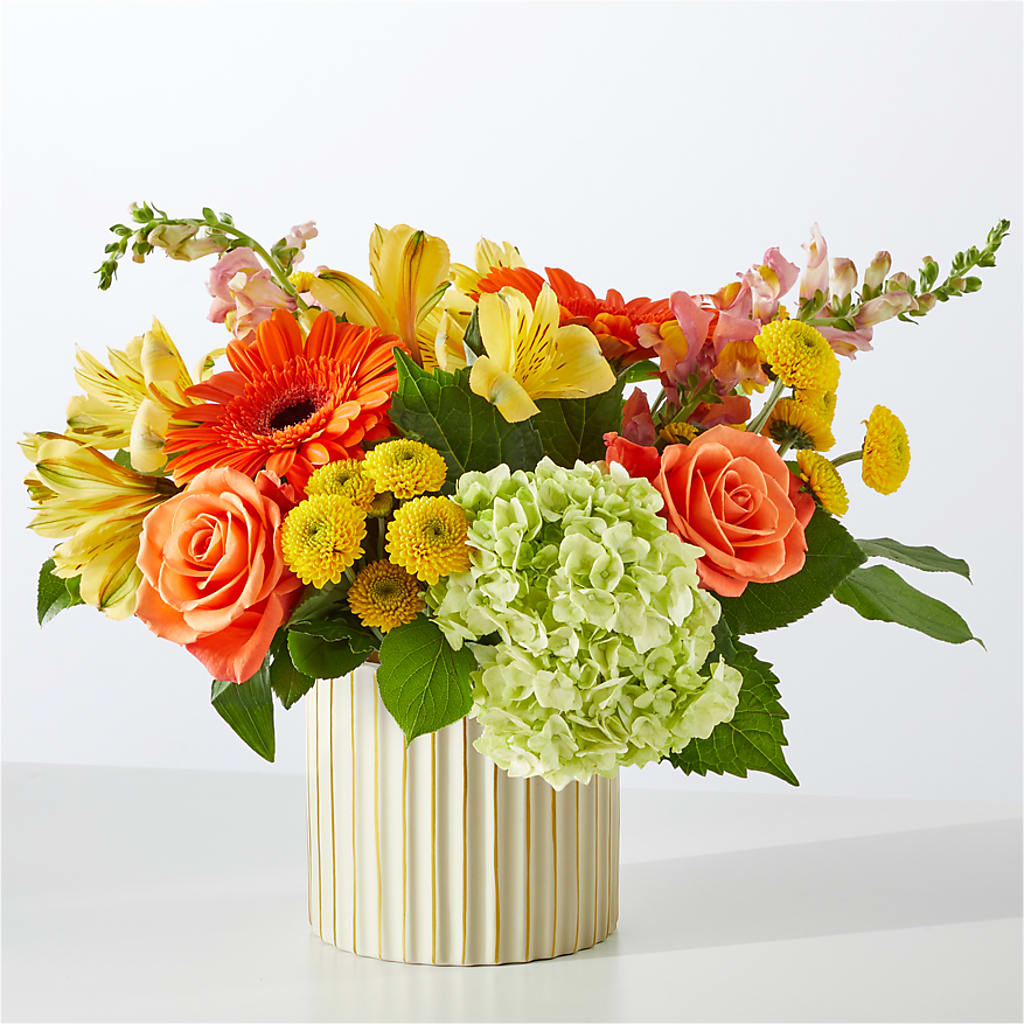 Autumn Sunshine Bouquet with Ivory Vase –  Floral Design By Nikki, Irvine KY