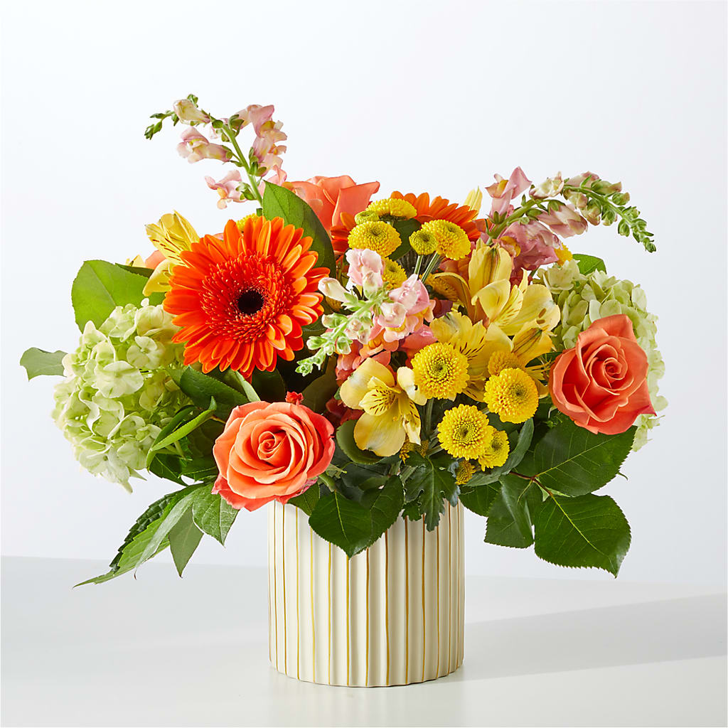Autumn Sunshine Bouquet with Ivory Vase –  Floral Design By Nikki, Irvine KY