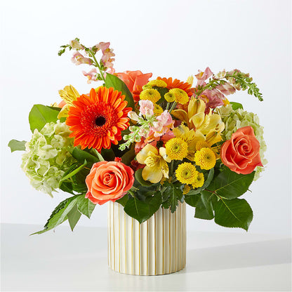 Autumn Sunshine Bouquet with Ivory Vase –  Floral Design By Nikki, Irvine KY