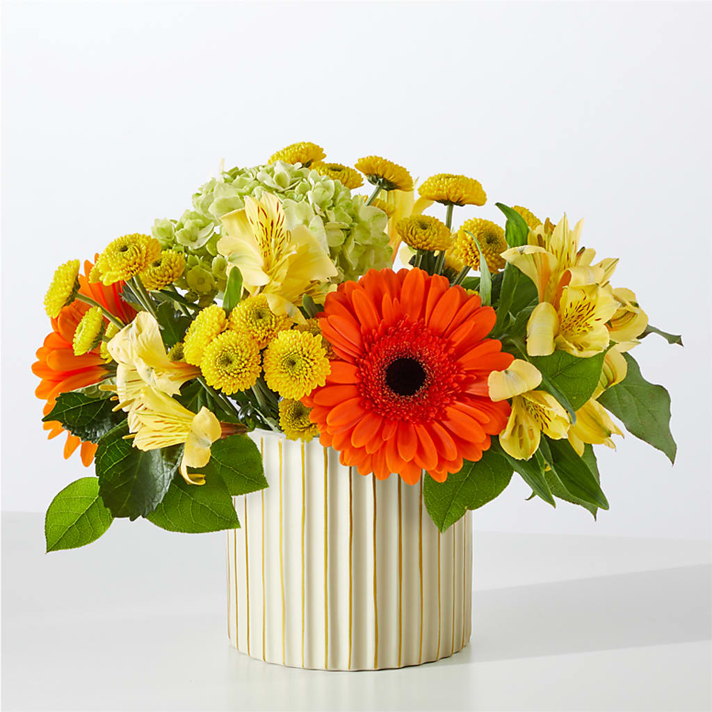 Autumn Sunshine Bouquet with Ivory Vase –  Floral Design By Nikki, Irvine KY