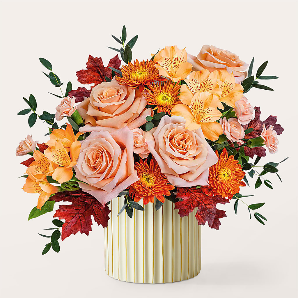 Spiced Latte Bouquet with Ivory Vase –  Floral Design By Nikki, Irvine KY