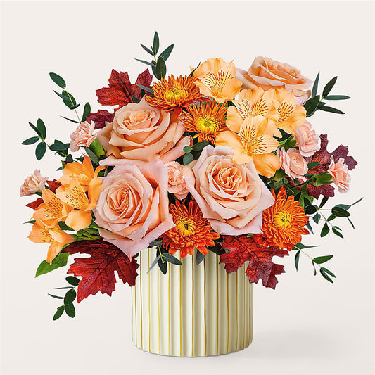 Spiced Latte Bouquet with Ivory Vase –  Floral Design By Nikki, Irvine KY