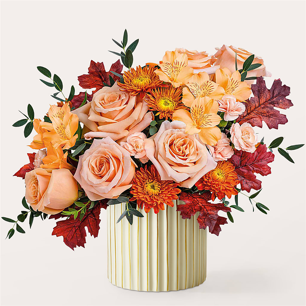 Spiced Latte Bouquet with Ivory Vase –  Floral Design By Nikki, Irvine KY
