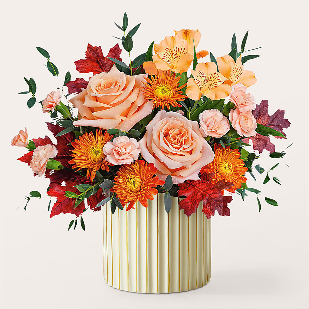 Spiced Latte Bouquet with Ivory Vase –  Floral Design By Nikki, Irvine KY