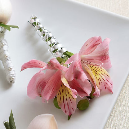 Pink Peruvian Lily Boutonniere –  Floral Design By Nikki, Irvine KY