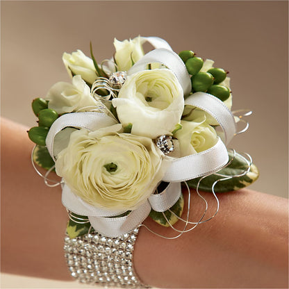 White Wedding Corsage –  Floral Design By Nikki, Irvine KY